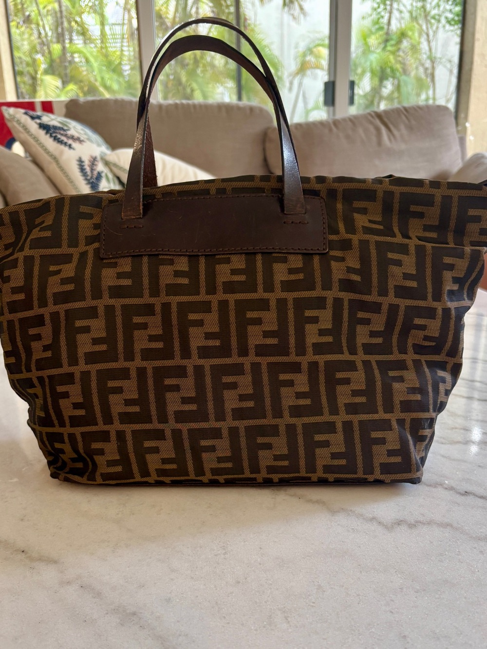 Vintage Fendi Brown Zucca FF Logo Tote Handbag Packable / Foldable - Picture 2 of 12